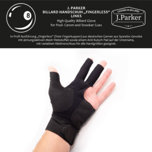 Billardhandschuh Parker Fingerless Profi schwarz