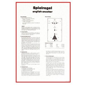 Spielregel Snooker auf Karton mit Aufhängung
