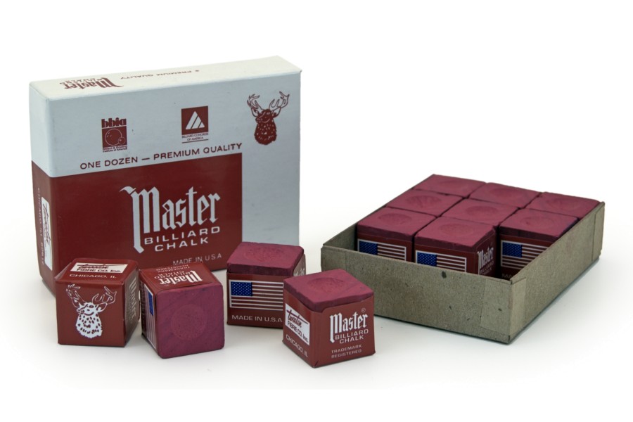 Billardkreide, Master, burgund, 12er Pack