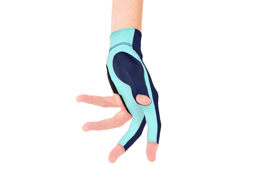 Handschuh, Predator Second Skin, 3-Finger, blau-teal, für linke Hand, L&XL – Bild 4