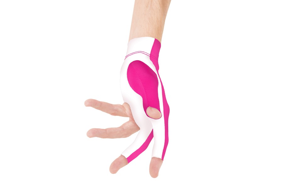 Handschuh, Predator Second Skin, 3-Finger, pink-weiß, für linke Hand, S&M – Bild 3