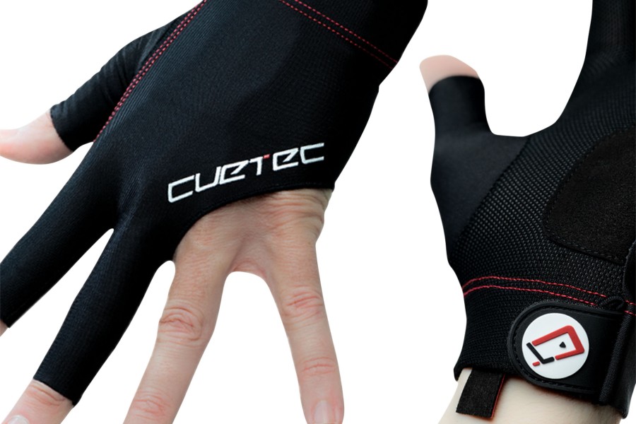 Handschuh, Cuetec Axis, 3-Finger, schwarz-rot, für linke Hand, XL – Bild 2