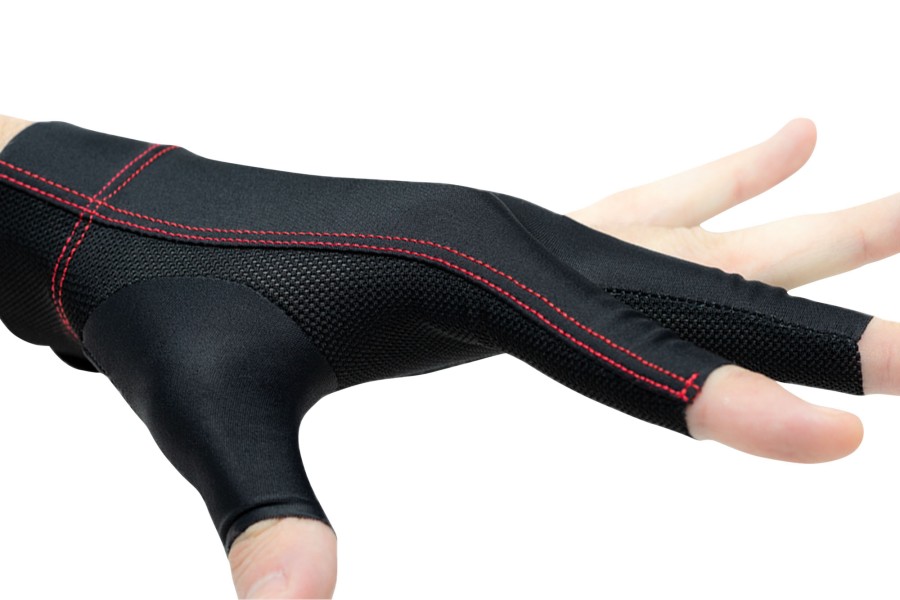 Handschuh, Cuetec Axis, 3-Finger, schwarz-rot, für linke Hand, XL – Bild 3