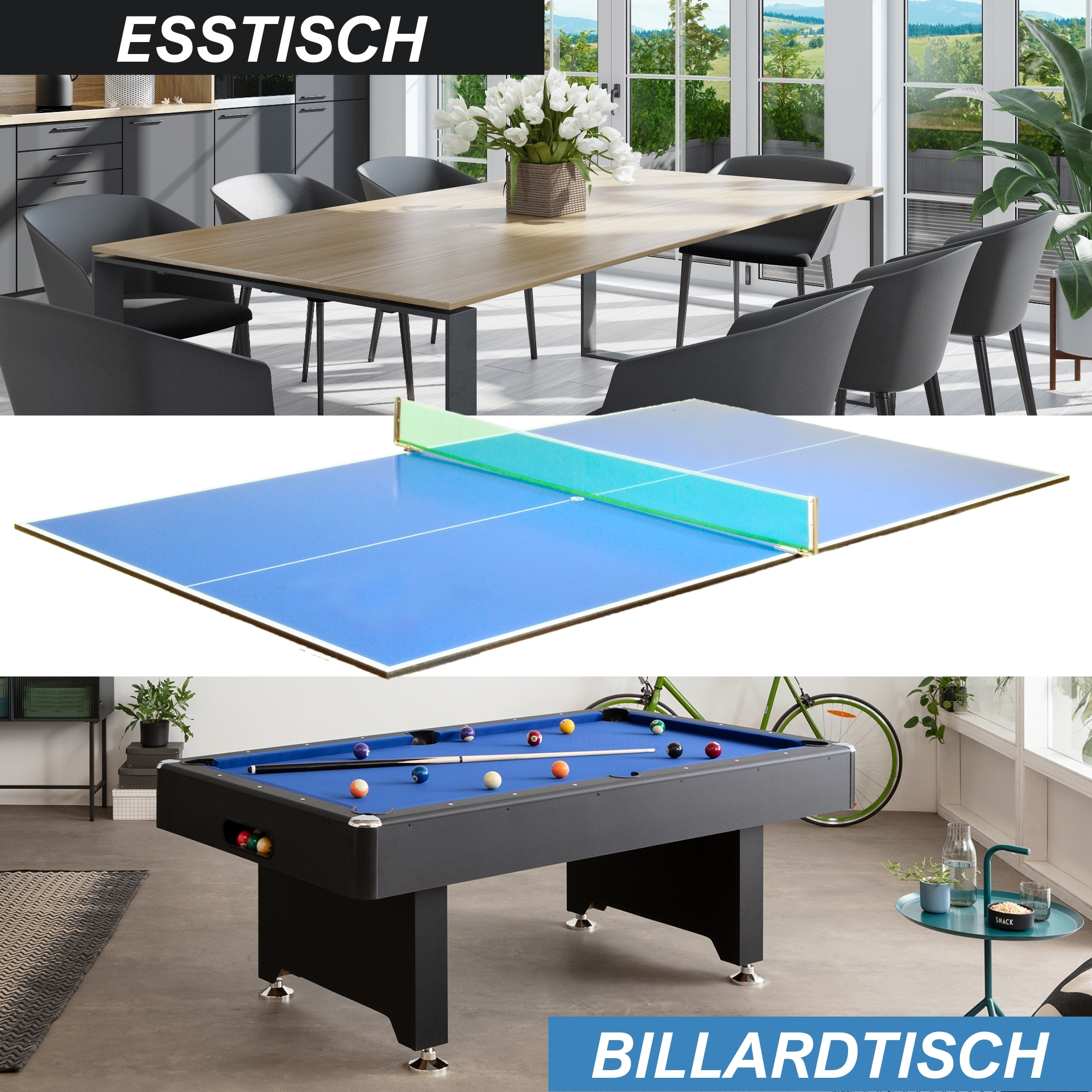 Tischtennisplatte als Auflage inkl. Netzgarnitur, 2 Schläger und Bälle – Bild 2