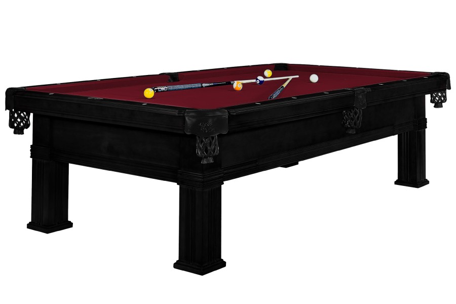 Billardtisch, Pool, Bern, 8 ft. (Fuß), schwarz, Clubtuch burgund