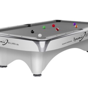 Billardtisch, Pool, Dynamic III, glänzend-weiß, gebraucht, 9 ft. (Fuß), Simonis 860 grau