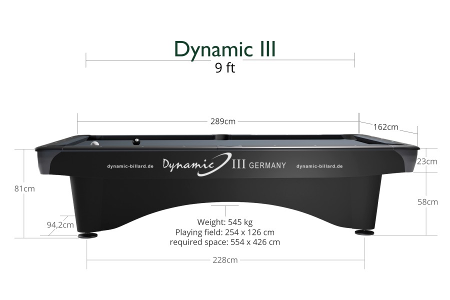 Billardtisch "Dynamic III", 9', matt schwarz, Pool, gebraucht, Simonis 760 elektrikblau – Bild 6