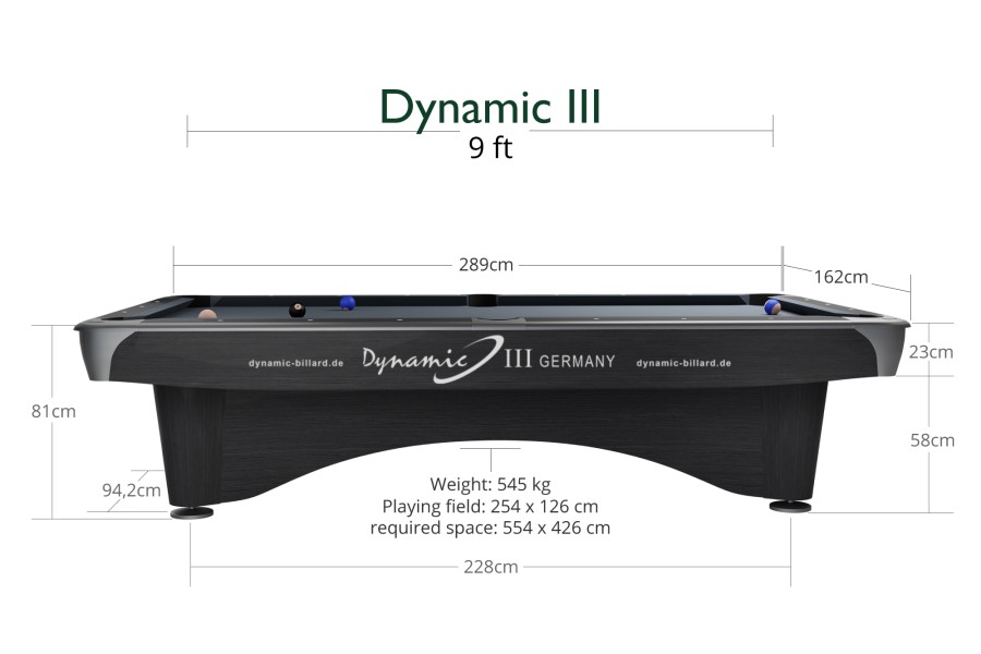 Billardtisch, Pool, Dynamic III, 9 ft. (Fuß), grau, gebraucht, Simonis 860 blaugrün – Bild 6