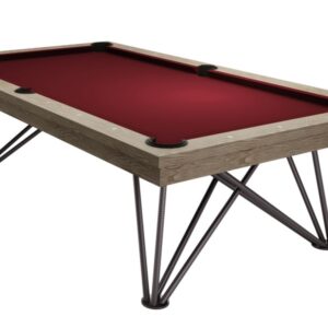 Billardtisch, Pool, Rasson Dauphine, gebeizte Eiche, 7 ft., Simonis 760 burgund