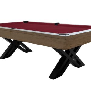 Billardtisch, Pool, X-Con, 8 ft. (Fuß), graue Eiche, Simonis 860 burgund