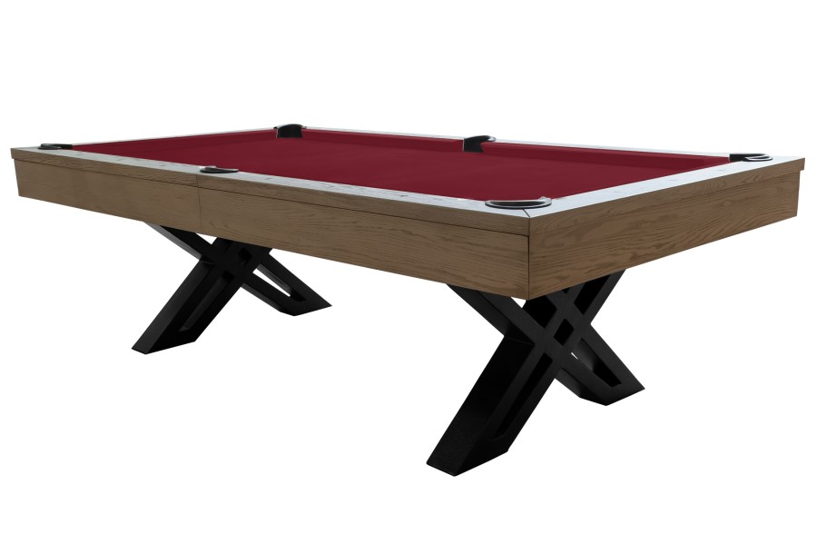 Billardtisch, Pool, X-Con, 8 ft. (Fuß), graue Eiche, Simonis 860 burgund