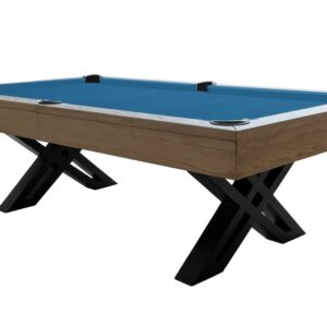 Billardtisch, Pool, X-Con, 8 ft. (Fuß), graue Eiche, Simonis 860 elektrikblau