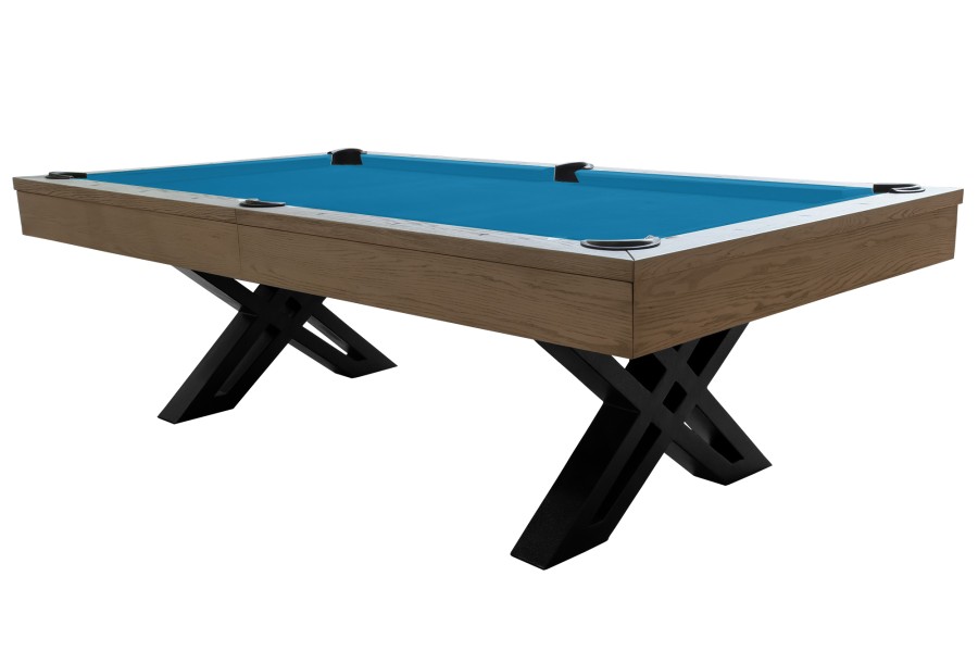 Billardtisch, Pool, X-Con, 8 ft. (Fuß), graue Eiche, Simonis 760 turnierblau