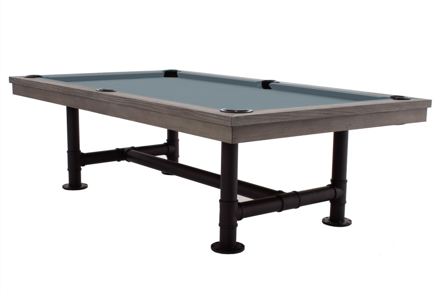 Billardtisch, Pool, Rasson Bedford, grau gebeizt, 8 ft., Simonis 760 puderblau