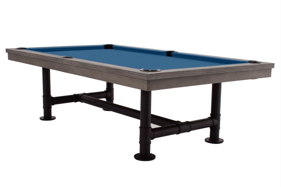 Billardtisch, Pool, Rasson Bedford, grau gebeizt, 7 ft., Simonis 760 royalblau