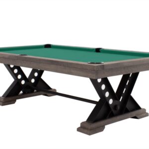 Billardtisch / Esstisch, Pool, Rasson Vienna, 8 ft. (Fuß), gebeiztes Holz mit Grauton-Trübung, Simonis 860 gelbgrün