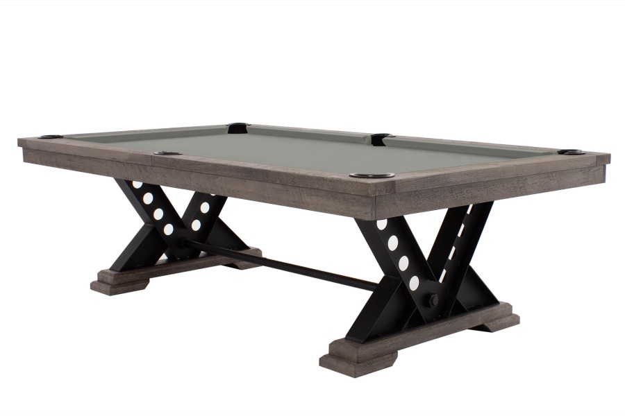 Billardtisch / Esstisch, Pool, Rasson Vienna, 8 ft. (Fuß), gebeiztes Holz mit Grauton-Trübung, Simonis 760 grau