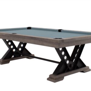 Billardtisch / Esstisch, Pool, Rasson Vienna, 8 ft. (Fuß), gebeiztes Holz mit Grauton-Trübung, Simonis 860 puderblau