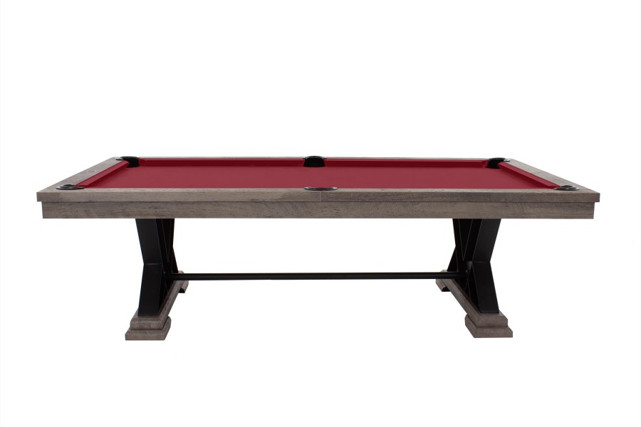 Billardtisch / Esstisch, Pool, Rasson Vienna, 8 ft. (Fuß), gebeiztes Holz mit Grauton-Trübung, Simonis 860 burgund – Bild 2