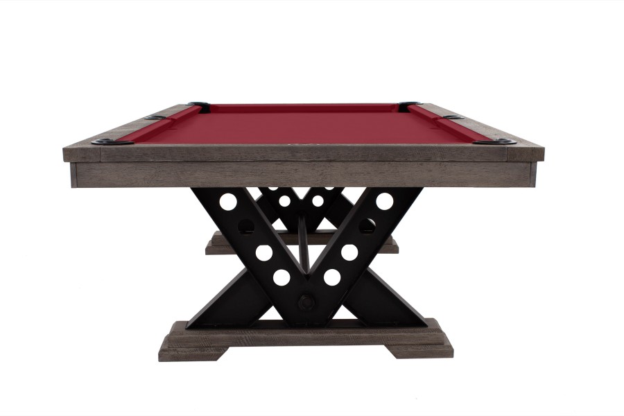 Billardtisch / Esstisch, Pool, Rasson Vienna, 8 ft. (Fuß), gebeiztes Holz mit Grauton-Trübung, Simonis 860 burgund – Bild 3