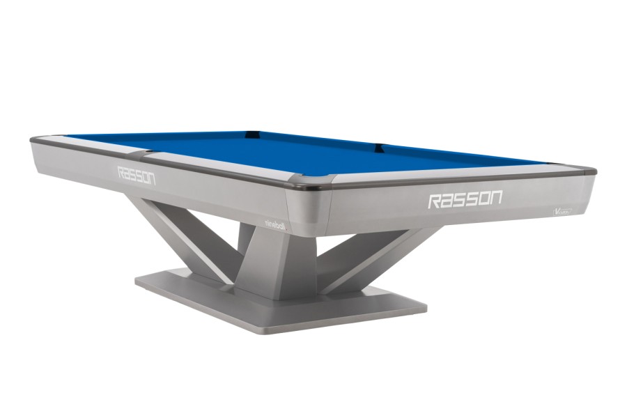 Billardtisch, Pool, Rasson Victory III, silber, CLUB Taschenmaß, 9 ft., Simonis 860 royalblau