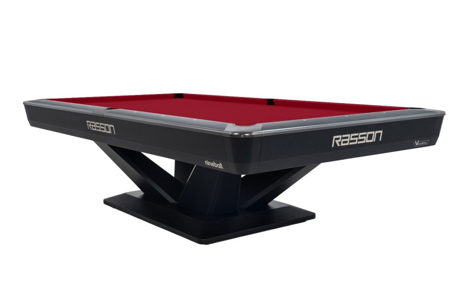 Billardtisch, Pool, Rasson Victory III, schwarz, CLUB Taschenmaß, 9 ft., Simonis 860 burgund