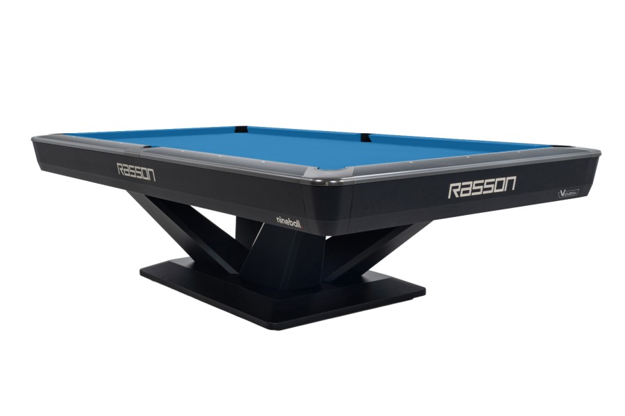 Billardtisch, Pool, Rasson Victory III, schwarz, CLUB Taschenmaß, 9 ft., Simonis 860 elektrikblau