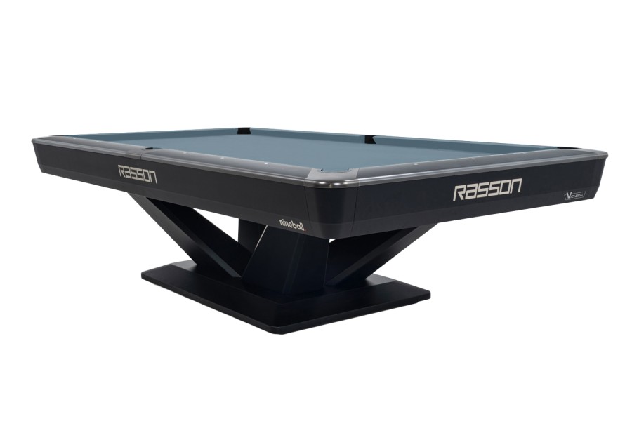 Billardtisch, Pool, Rasson Victory III, schwarz, CLUB Taschenmaß, 9 ft., Simonis 860 puderblau