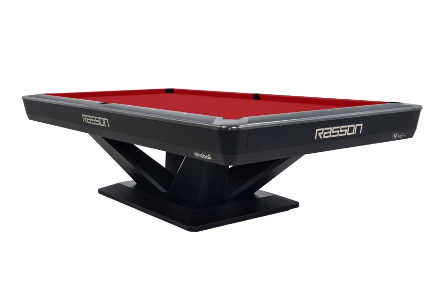 Billardtisch, Pool, Rasson Victory III, schwarz, CLUB Taschenmaß, 9 ft., Simonis 860 rot