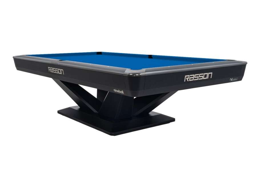 Billardtisch, Pool, Rasson Victory III, schwarz, CLUB Taschenmaß, 9 ft., Simonis 760 royalblau