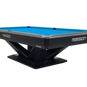 Billardtisch, Pool, Rasson Victory III, schwarz, CLUB Taschenmaß, 9 ft., Simonis 760 turnierblau