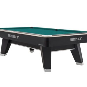 Billardtisch, Pool, Rasson ACURRA (MR-SUNG SERIES), 9 ft. (Fuß), schwarz-matt (Strong Black), MATCHROOM Taschenmaß, Simonis 760 blaugrün