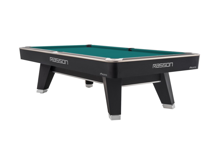 Billardtisch, Pool, Rasson ACURRA (MR-SUNG SERIES), 9 ft. (Fuß), schwarz-matt (Strong Black), MATCHROOM Taschenmaß, Simonis 760 blaugrün