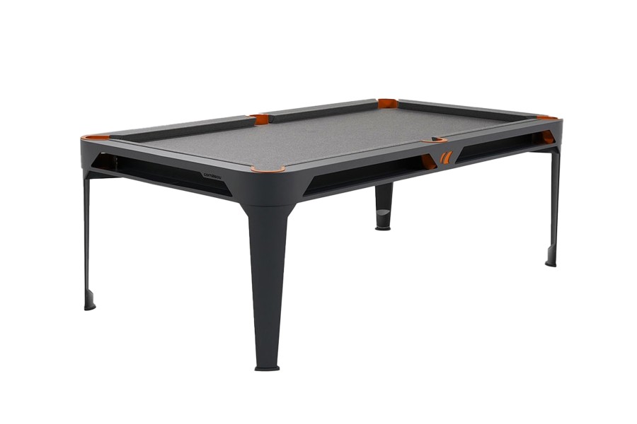 Billardtisch, Pool, Cornilleau Hyphen Outdoor, 7 ft. (Fuß), schwarz, Spielfläche: Hellgrau, Taschen: Terrakotta