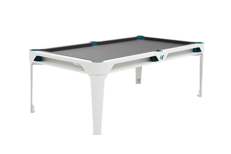 Billardtisch, Pool, Cornilleau Hyphen Outdoor, 7 ft. (Fuß), weiß, Spielfläche: Hellgrau, Taschen: Meergrün
