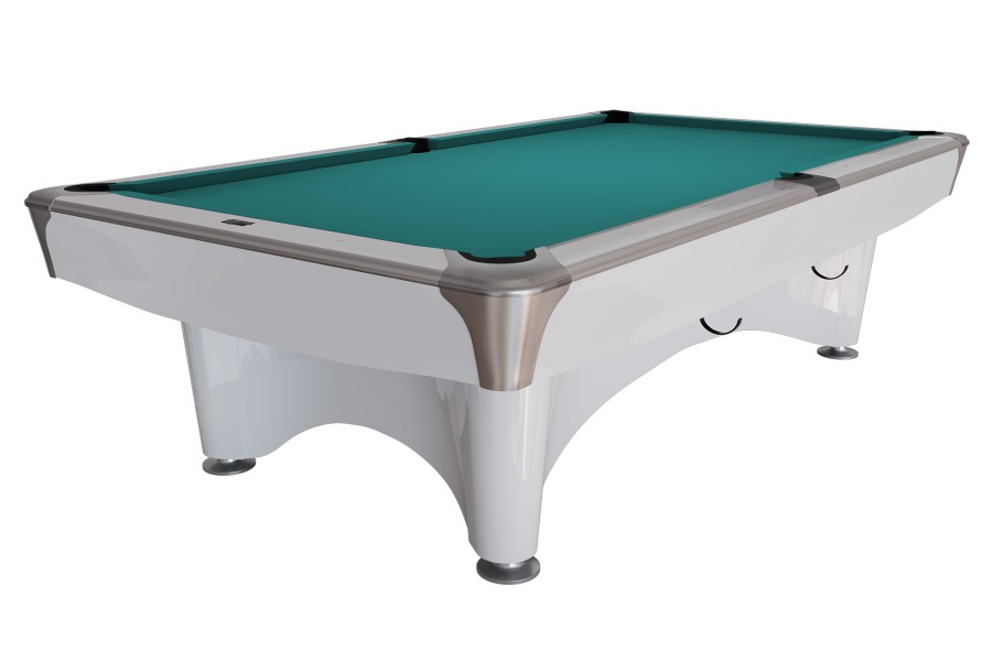 Billardtisch, Pool, Dynamic IV, 9 ft. (Fuß), glänzend-weiß, Simonis 760 blaugrün