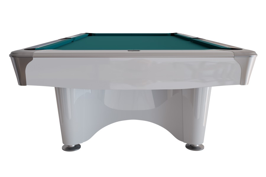 Billardtisch, Pool, Dynamic IV, 9 ft. (Fuß), glänzend-weiß, Simonis 760 blaugrün – Bild 3