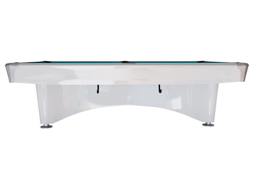 Billardtisch, Pool, Dynamic IV, 9 ft. (Fuß), glänzend-weiß, Simonis 760 blaugrün – Bild 5