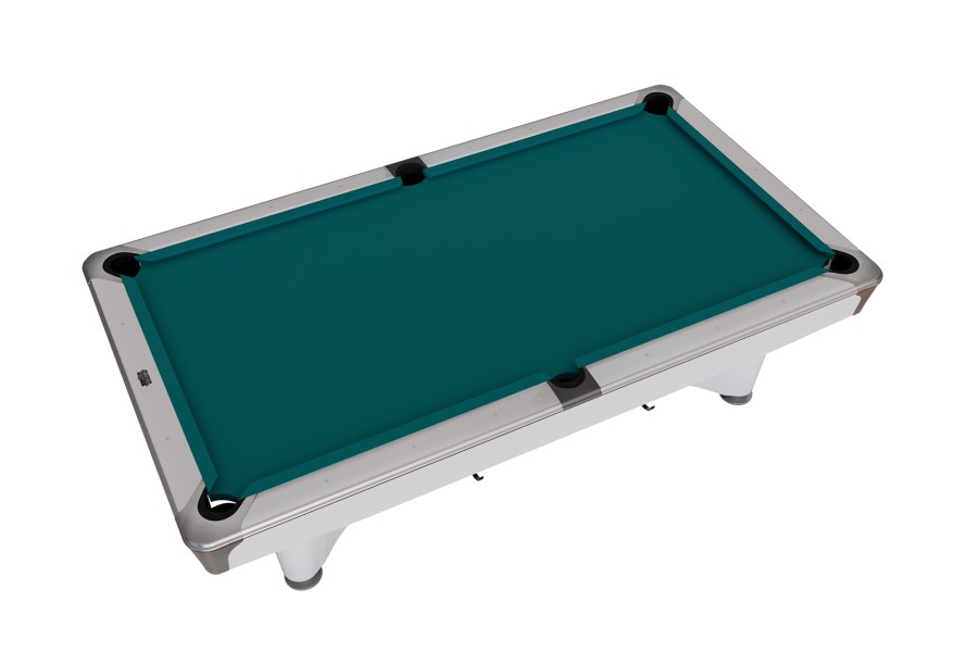 Billardtisch, Pool, Dynamic IV, 9 ft. (Fuß), glänzend-weiß, Simonis 760 blaugrün – Bild 4