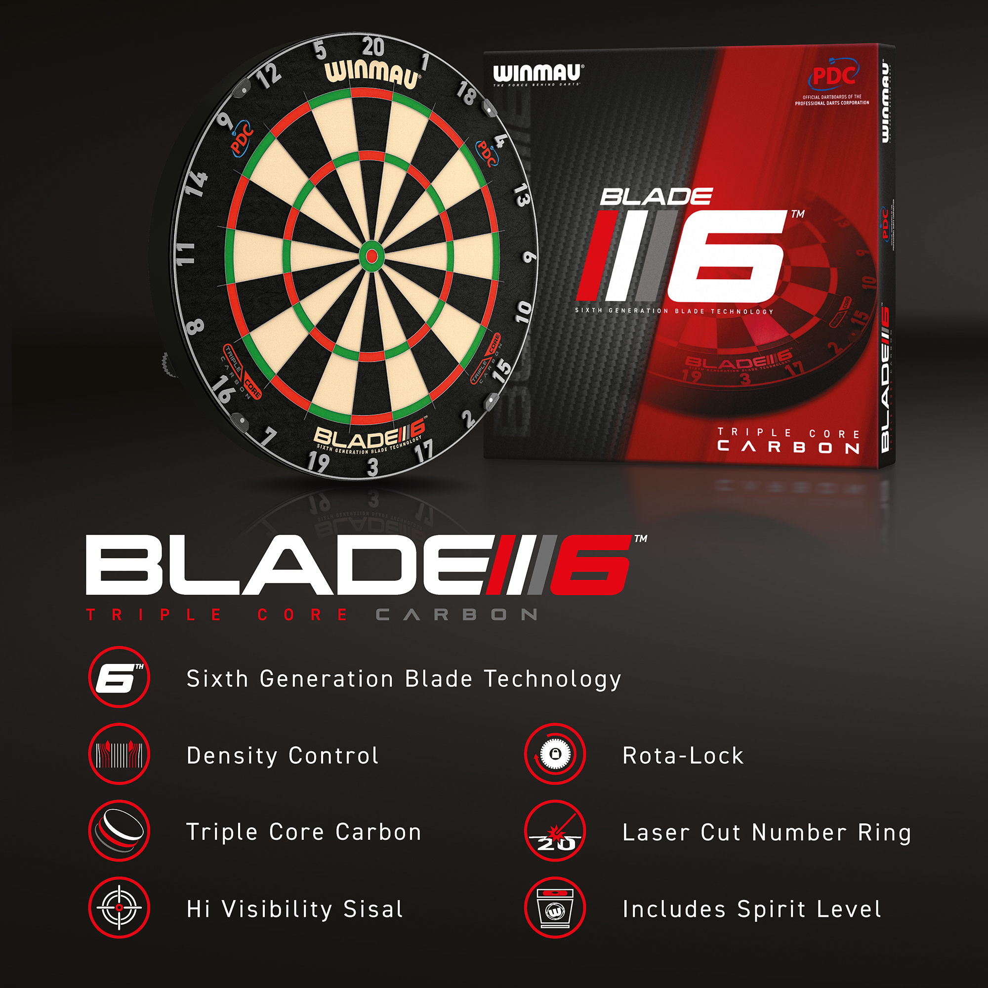Winmau - Dartboard Blade 6 Triple Core Carbon PDC – Bild 6