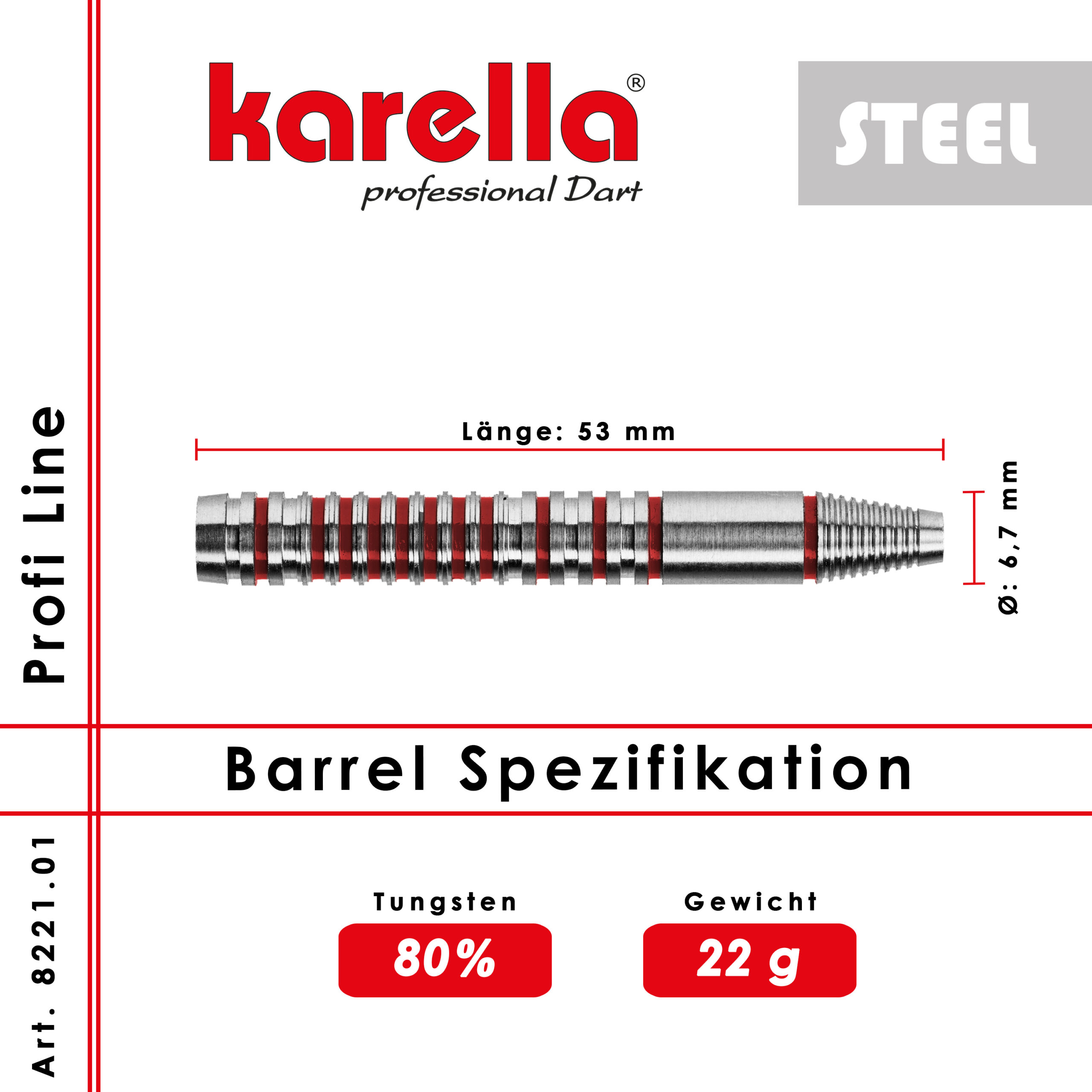 Karella - Steelbarrel Profi Line PL-01 80% Tungsten 22 gr. – Bild 2