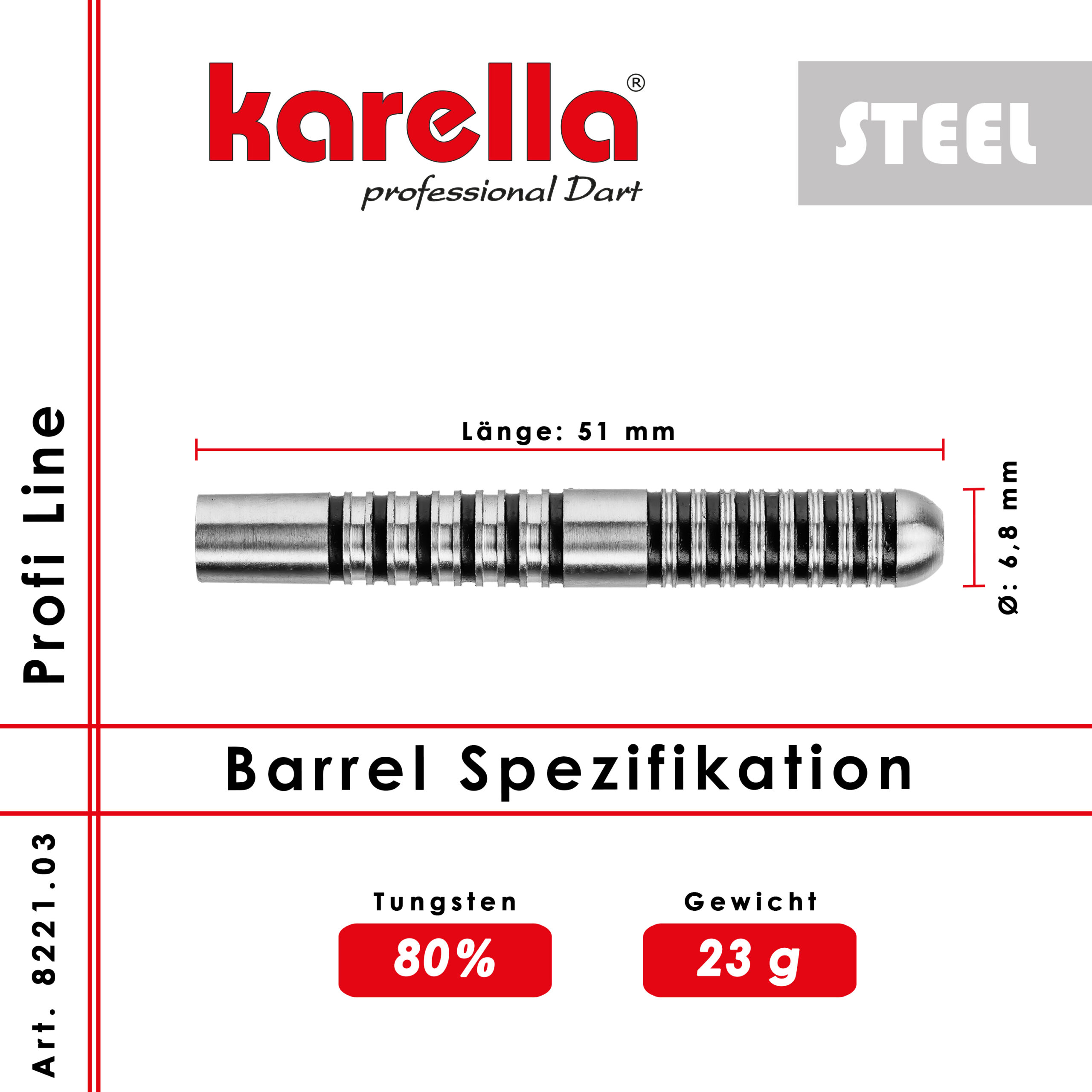 Karella - Steelbarrel Profi Line PL-03 80% Tungsten 23 gr. – Bild 2