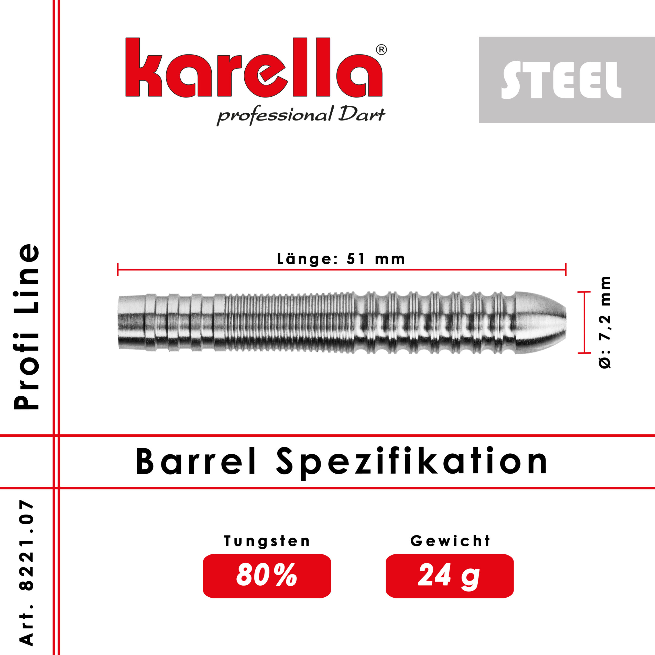 Karella - Steelbarrel Profi Line PL-07 80% Tungsten 24 gr. – Bild 2