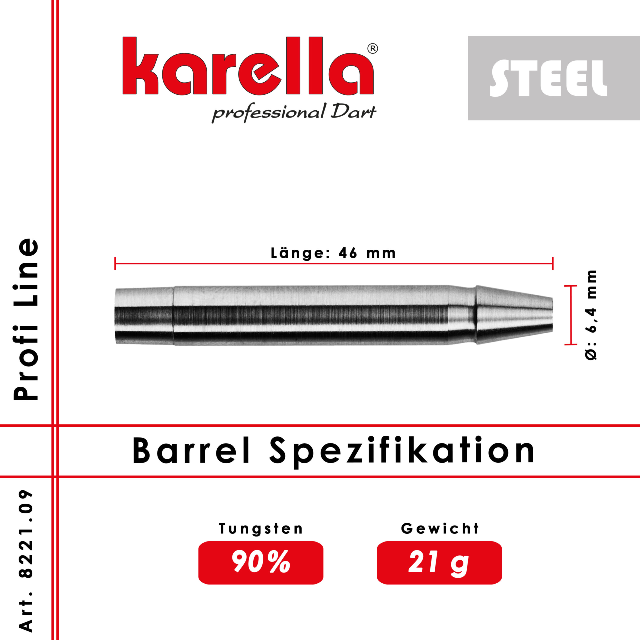 Karella - Steelbarrel Profi Line PL-09 90% Tungsten 21 gr. – Bild 2