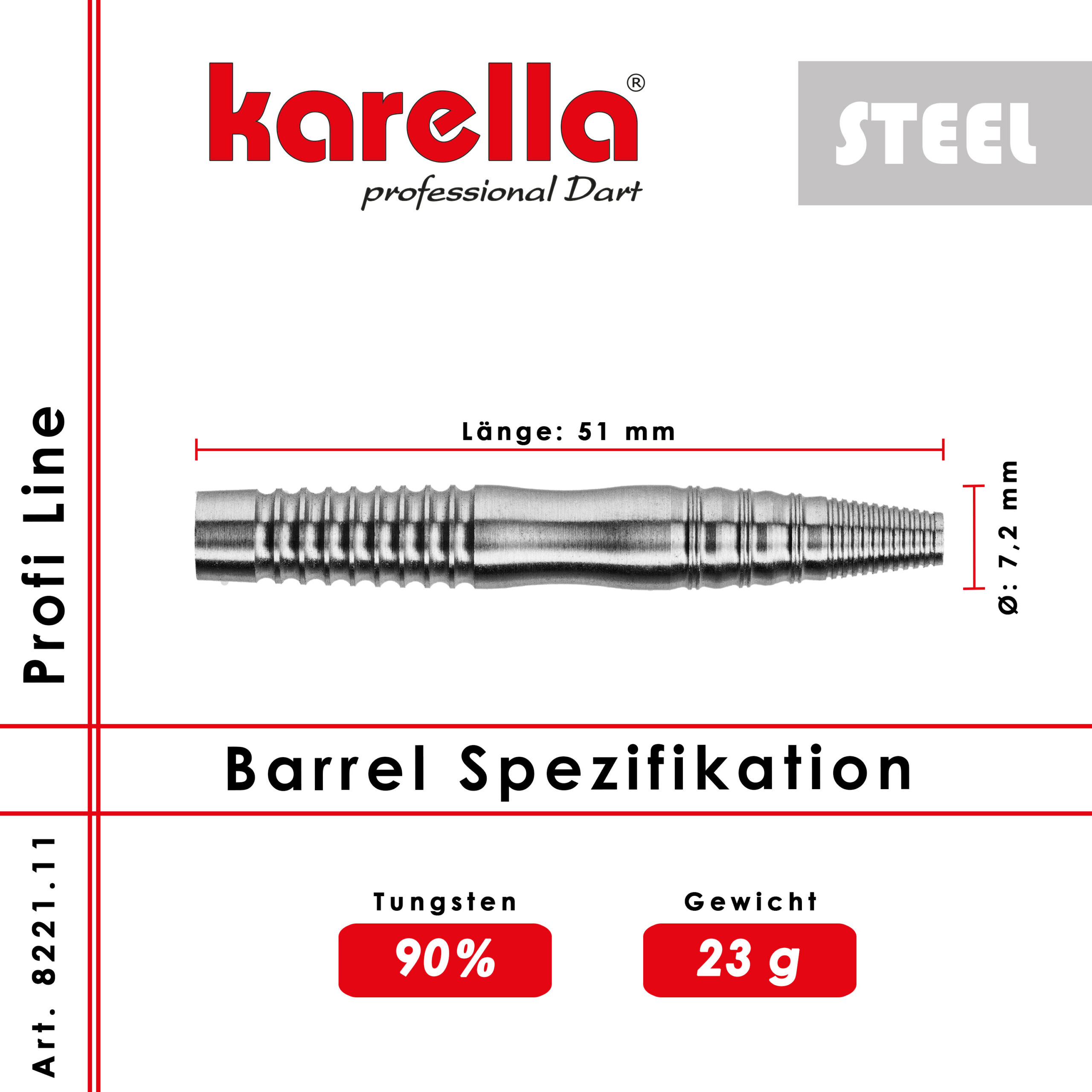 Karella - Steelbarrel Profi Line PL-11 90% Tungsten 23 gr. – Bild 2