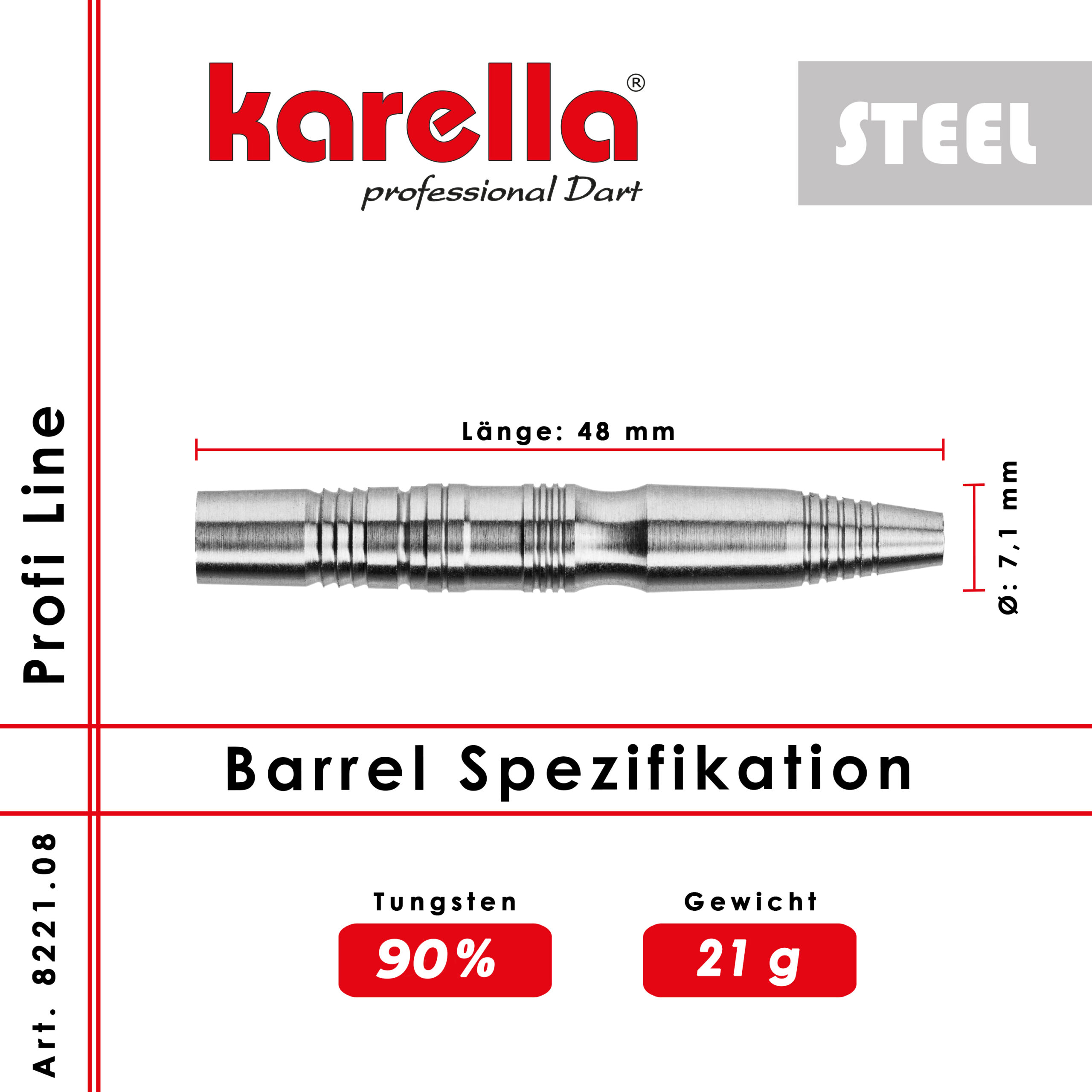 Karella - Steelbarrel Profi Line PL-08 90% Tungsten 21 gr. – Bild 3