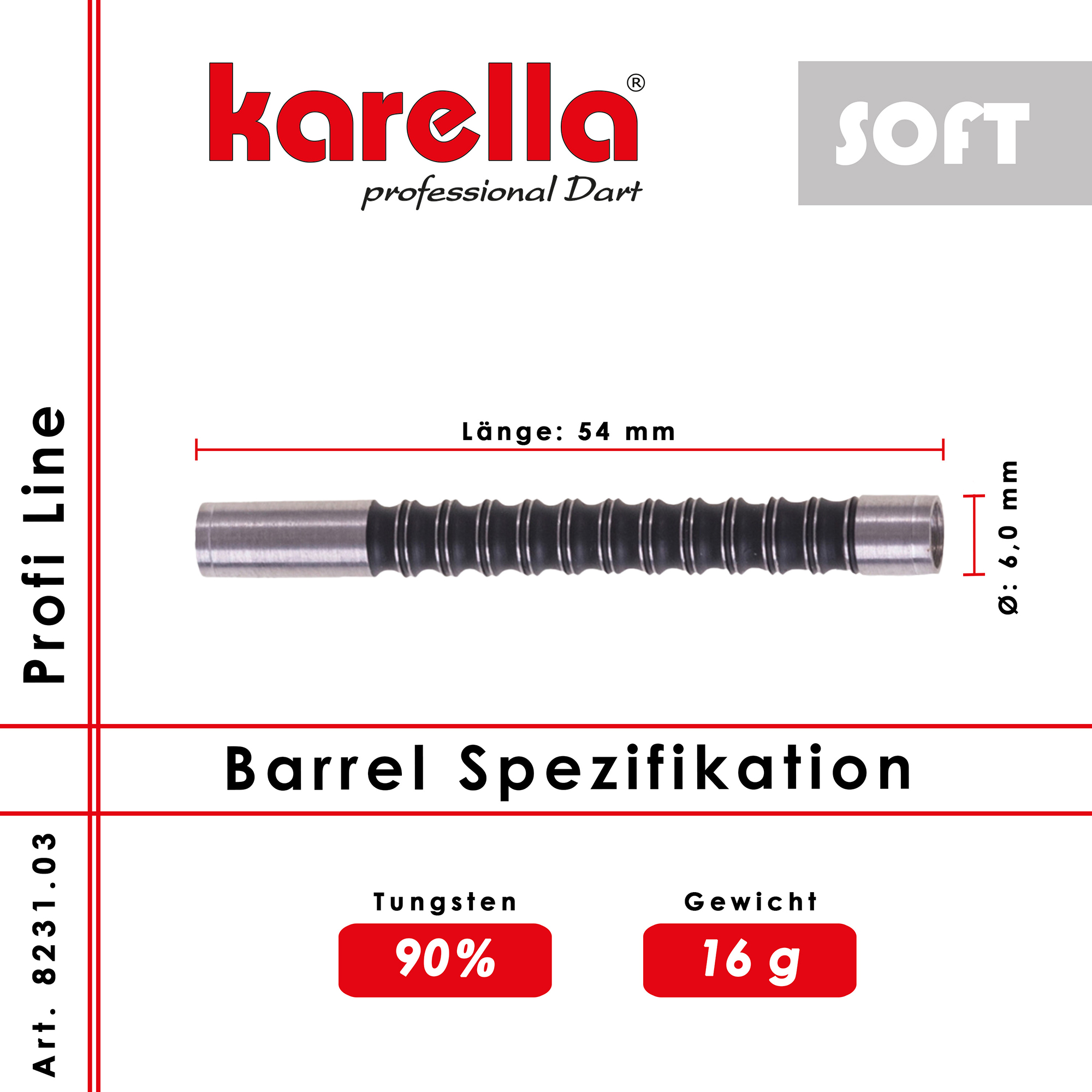 Karella - Softbarrel Profi Line PLS-03 90% Tungsten 16 gr. – Bild 3
