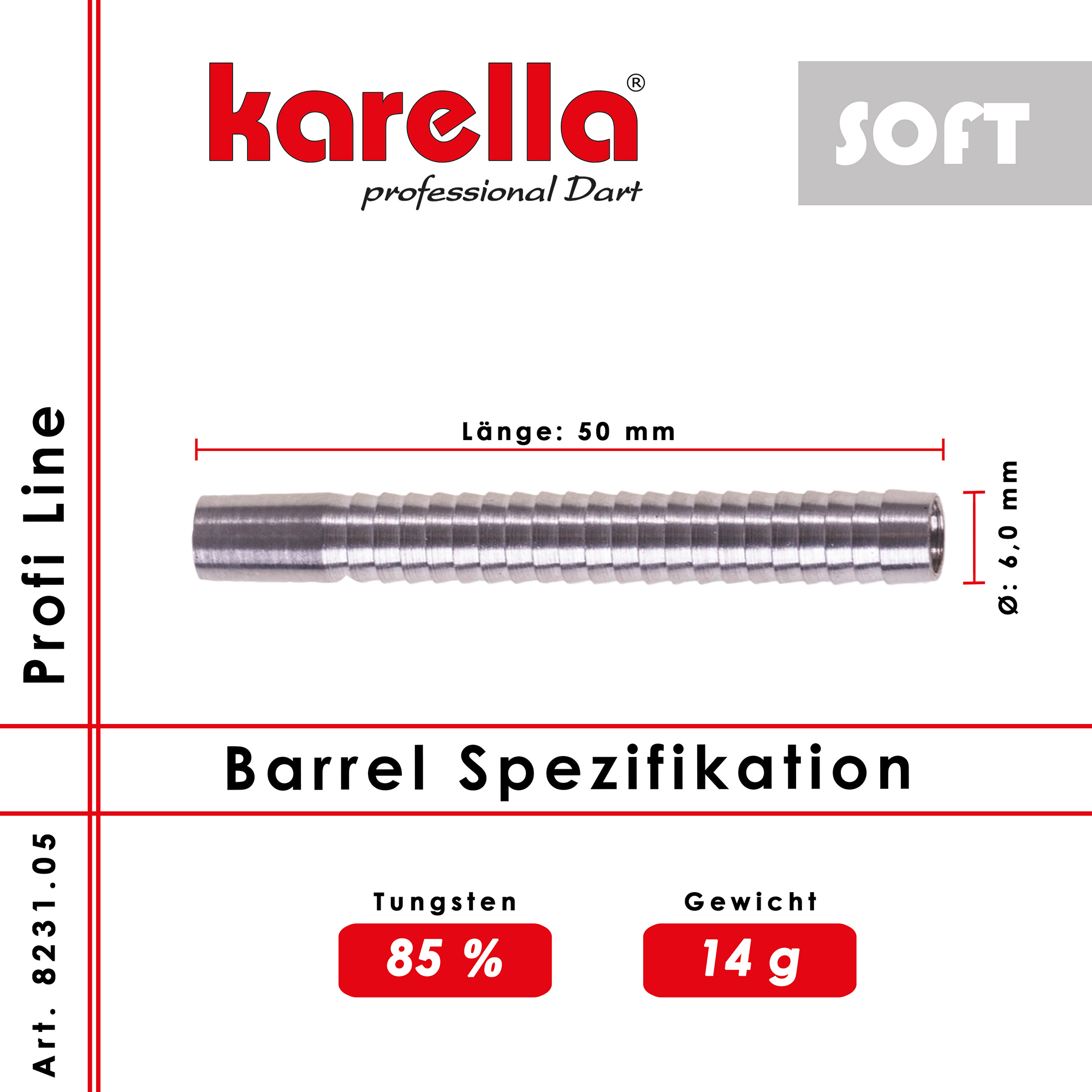 Karella - Softbarrel Profi Line PLS-05 85% Tungsten 14 gr. – Bild 2