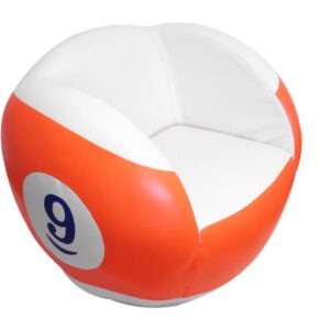 Sessel No. 9, kugelförmig, weiß-orange