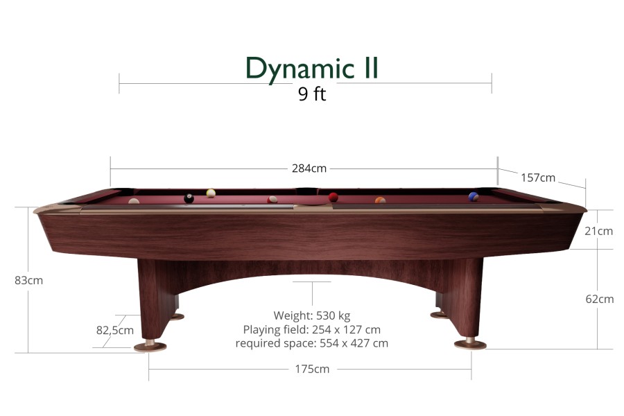 Billardtisch, Pool, Dynamic II, 9 ft. (Fuß), braun, Simonis 860 turnierblau – Bild 4